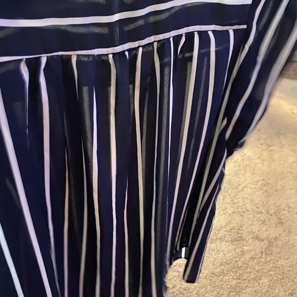 Tacera Navy and White Striped Top